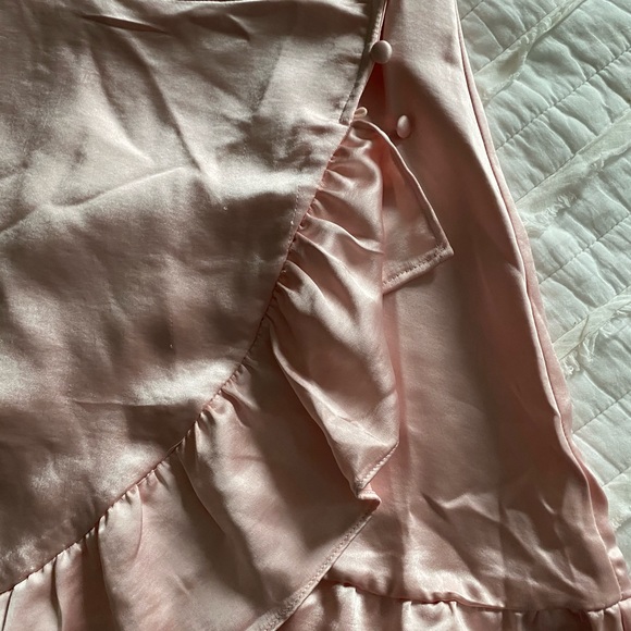 Lulus Pink Satin Wrap Dress - Picture 7 of 9